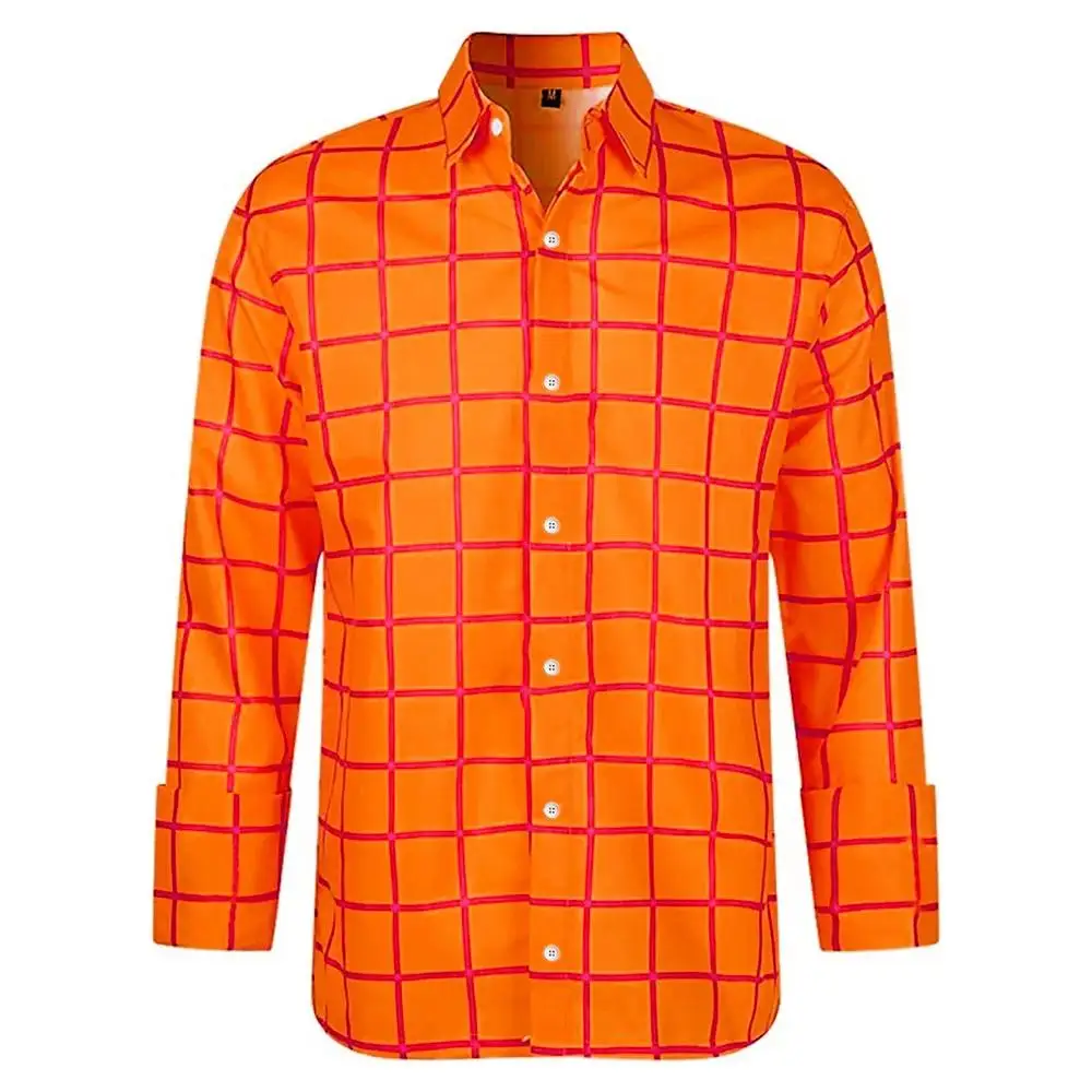 Spring Autumn Solid Plaid Men&rsquo;s Shirts 3d Prints Long Sleeve Shirt For Man Casual Holiday Long Sleeve Button Shirt Man Tops men casual shirts
