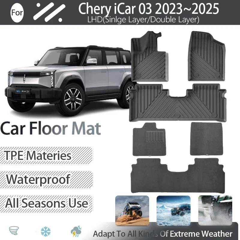 

Car Floor Mats For Chery iCar 03 2023 2024 2025 2026 Waterproof Foot Carpets Floor Covers LHD Single Double Pad Auto Accessories