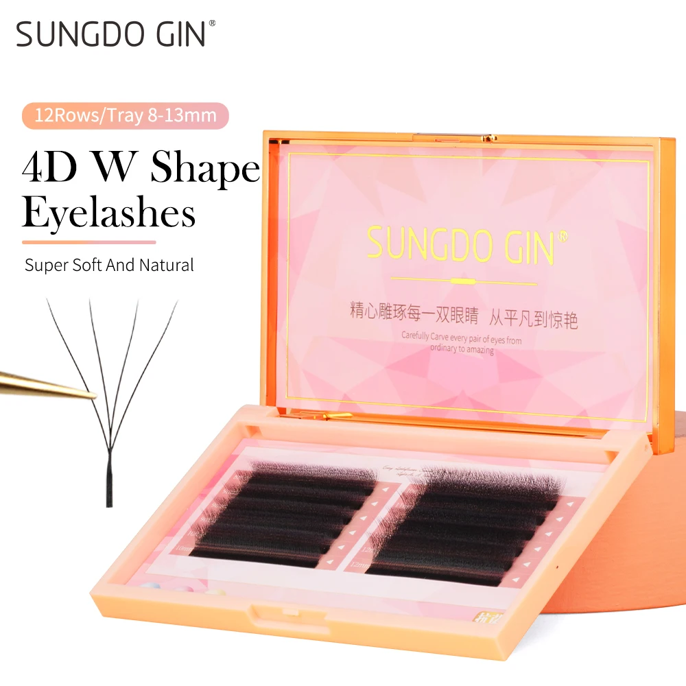 

4D W Shape Lashes C D Curl 8-13MM Clover Bloom Handmade Premade Volume Fans W Eyelash Extensions Natural Individual Lashes