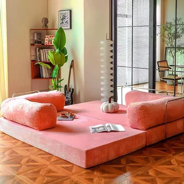 Divano a compressione sottovuoto italiano semplice retrò di fascia alta in velluto a coste soggiorno divano letto pieghevole lavabile personalizzabile 1