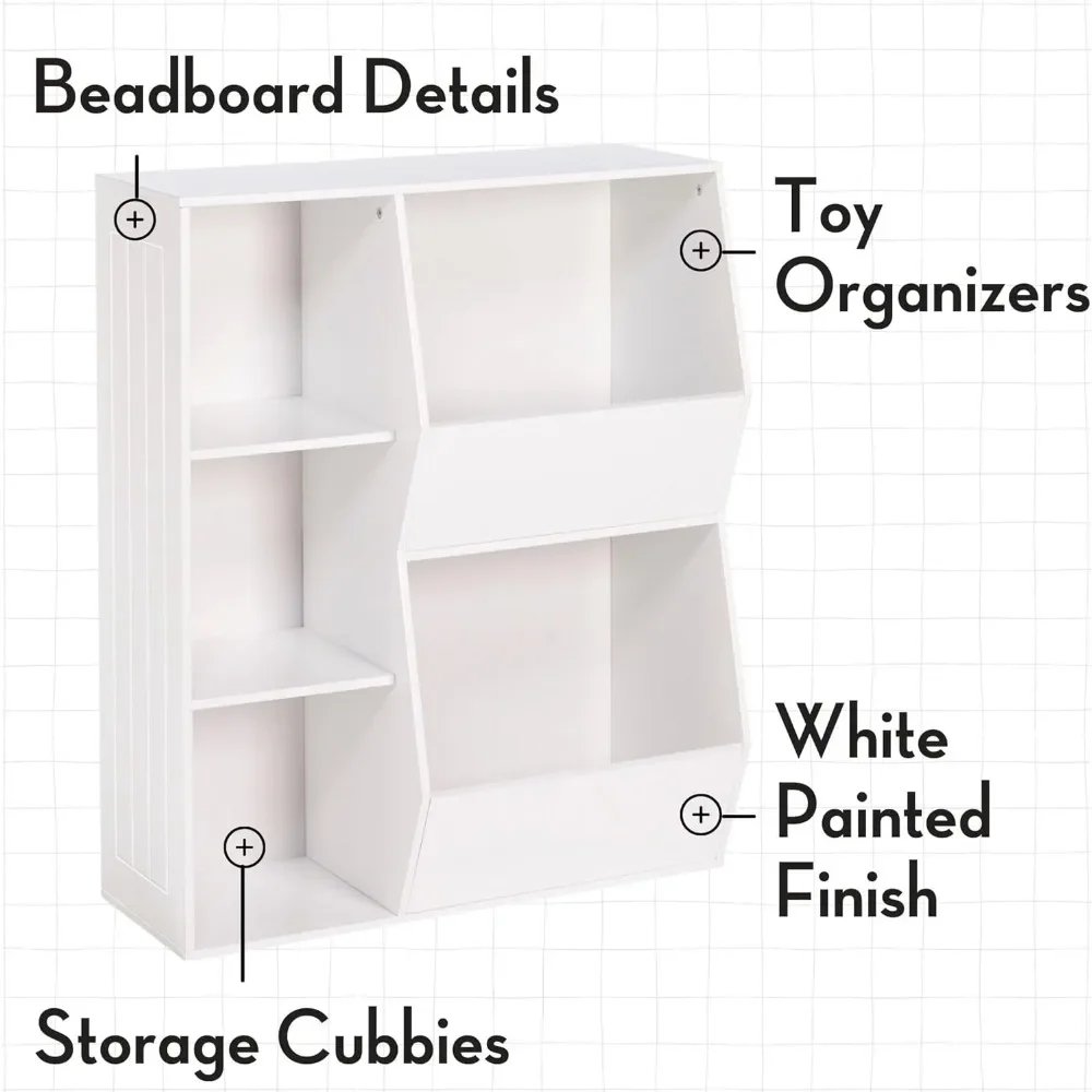 Toy Storage Organizer and Bookcase with Cubbies and Veggie Storage Bins for Home Organization Bookshelf and Containers 2