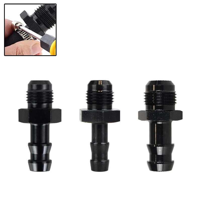 

6AN 8AN Male Flare To 3/8 5/16 1/2 Hose Barb Straight Fitting Adapter AN6 3/8" AN6 5/16" AN8 1/2" Push Lock Aluminum Black