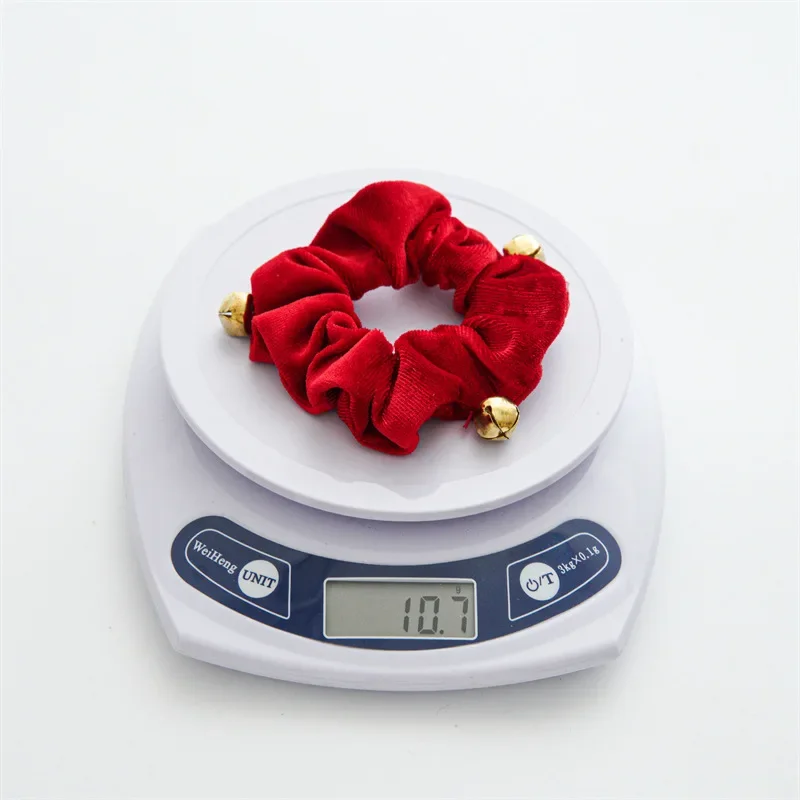 1pcs Christmas style flannelette bell large scrunchie hair accessory Simple cloth art fall and winter headdress