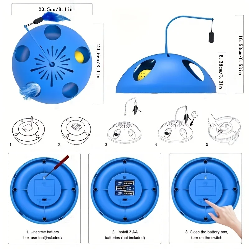 Toys Automatic Kitten Toys, 2 Speed Modes Electronic Cat Toys, Interactive Cat Toys For Indoor Cats With Feather And Bell Ball,