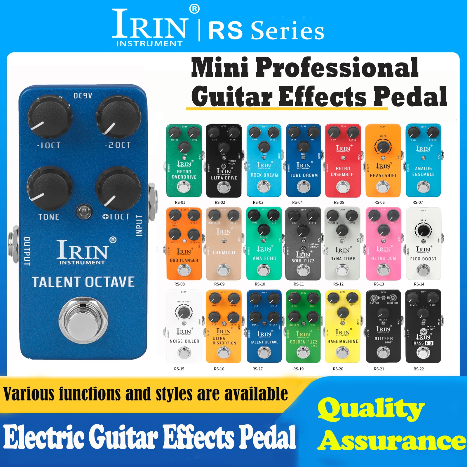 Enhanced Electric Guitar Effects Pedal: Versatile Fuzz, Overdrive, Distortion, Flanger, Ensemble & Tremolo Effects Accessory