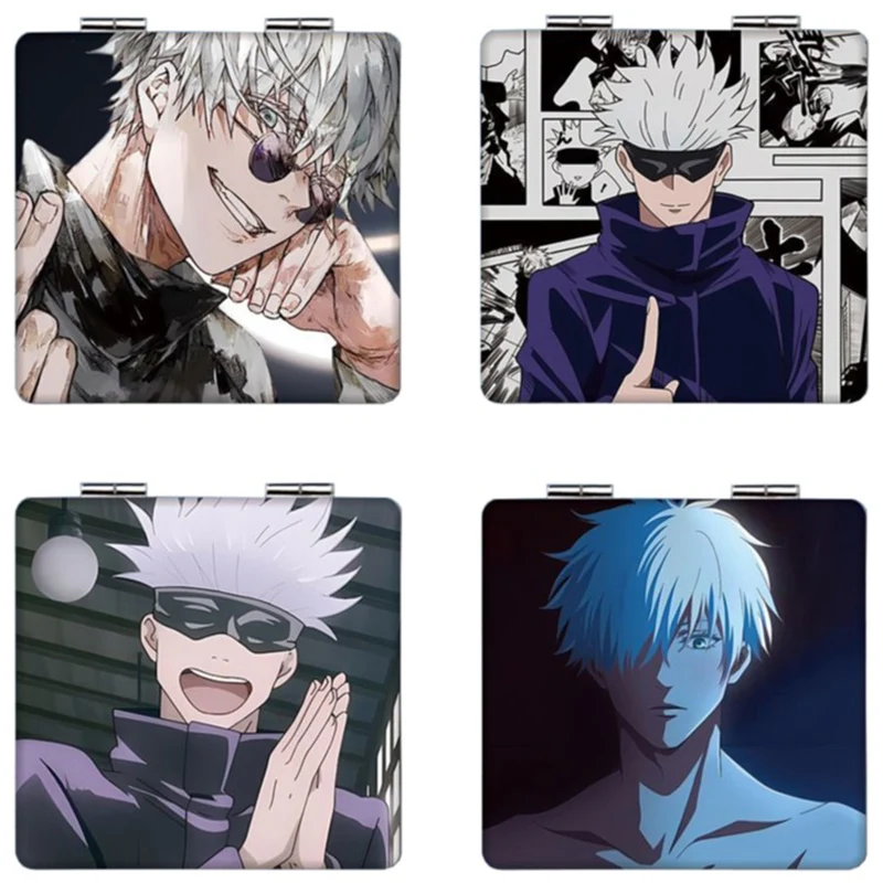 7&times;6cm Jujutsu Kaisen, Folding Double-sided Makeup Mirror, Anime Cute, Mini Portable Travel, Girls, Magnifying, Square