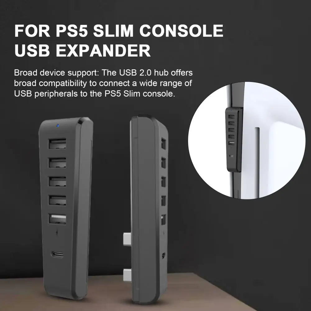 

Usb Hub for Ps5 Slim High Speed Usb Hub Expansion Splitter for Ps5 Slim Console with 4 Usb 2.0 Ports 1 Charging Port 1 for Fast