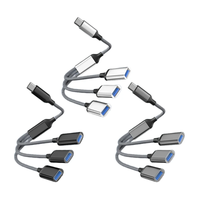 

Multi Port USB Hub with Type C Connector Type C to 3 USB2.0 OTG Adapter Splitter