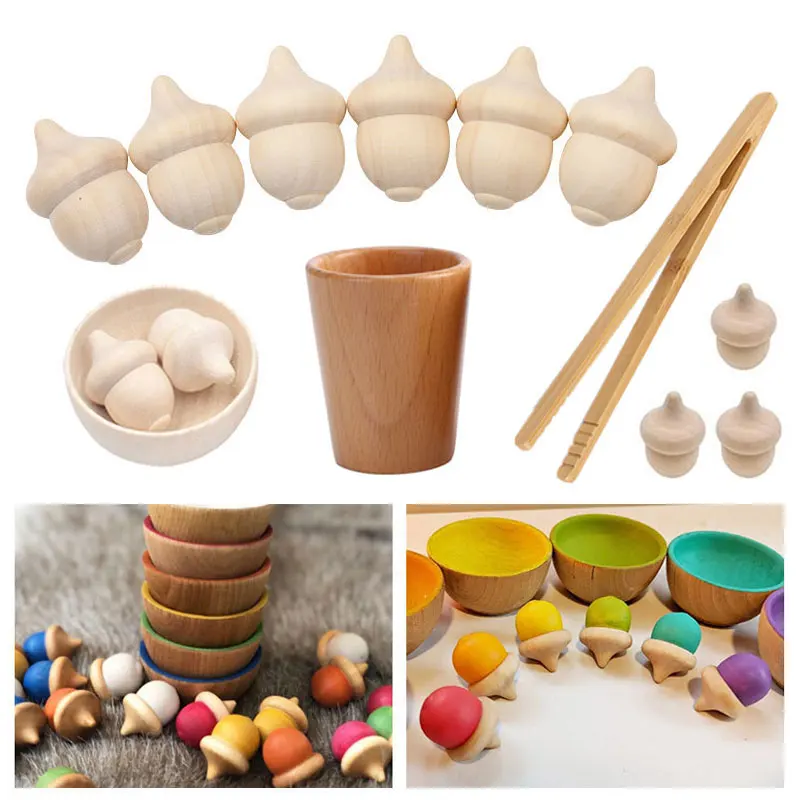 Wooden Montessori Clip Teaching Aid Toy Set for Kids Fine Motor Training