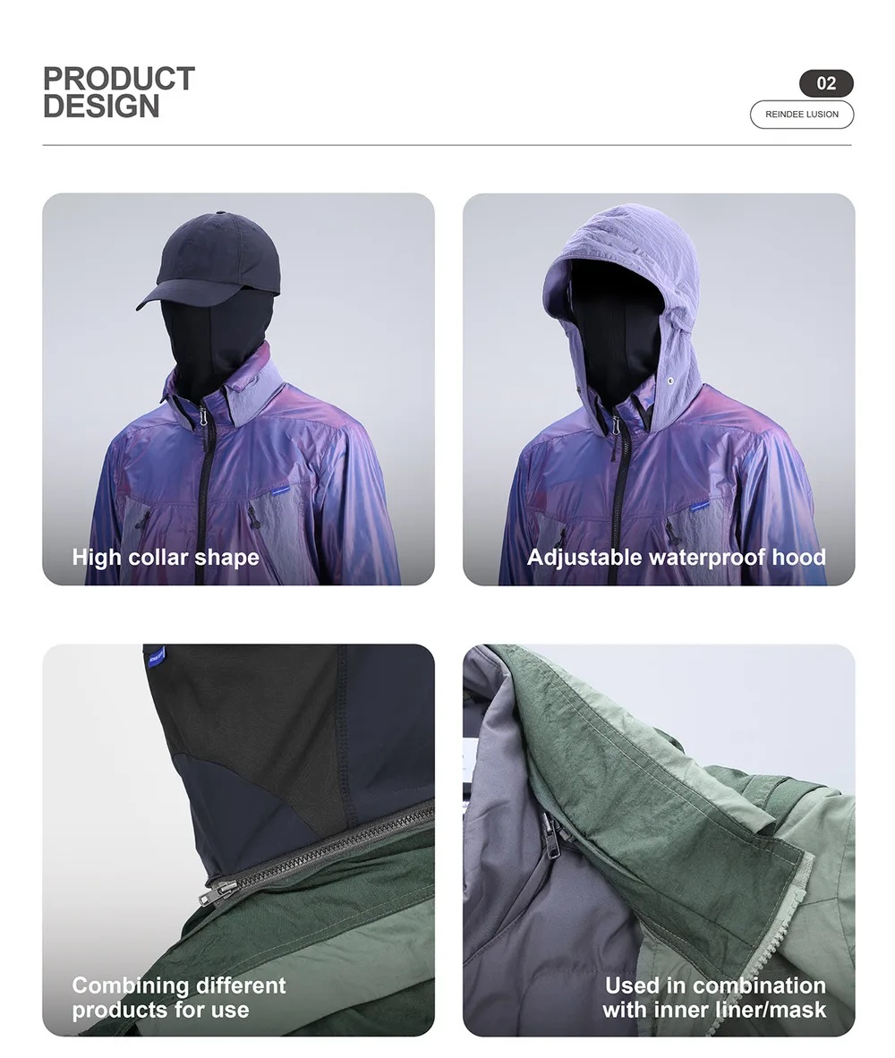 Reindee Lusion 23ss Light breathable UV protection jacket high collar shape adjustable hood techwear gorpcore