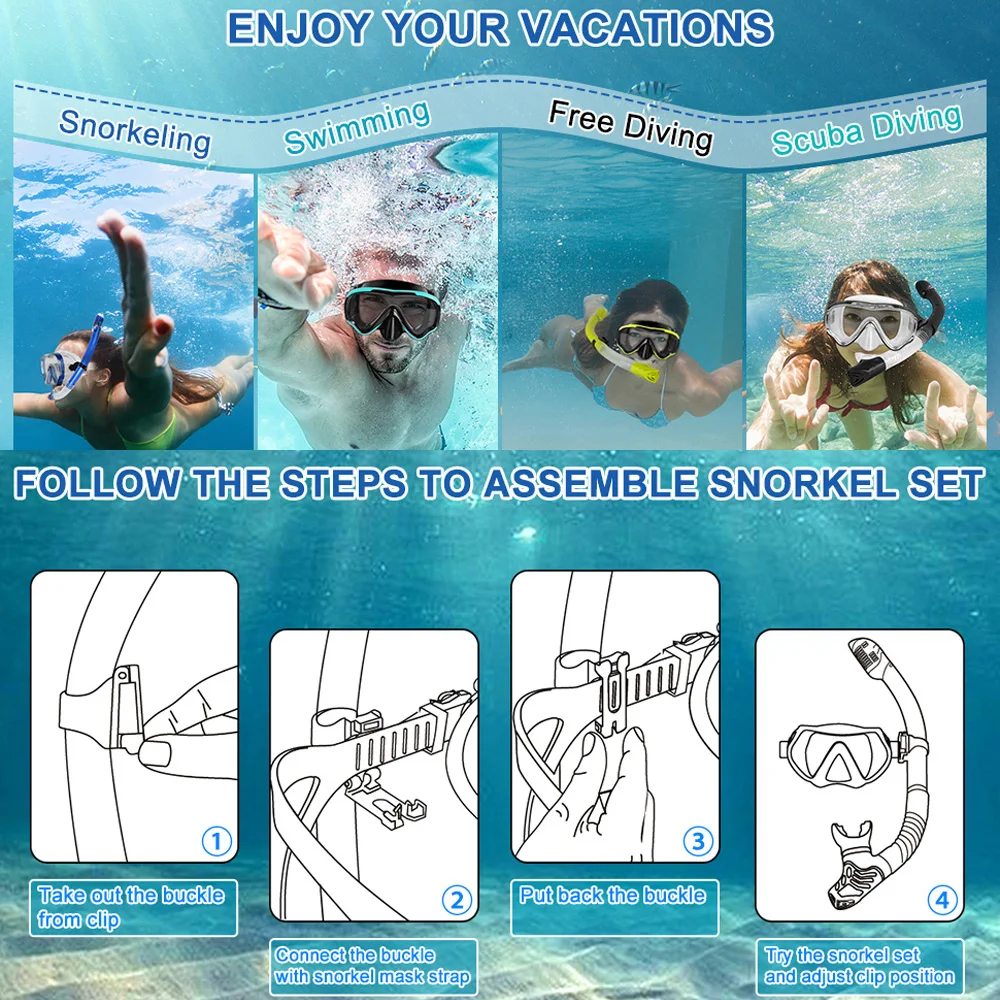 Full Dry Snorkel Easy Breath for Scuba Diving Freediving Swimming Diving Snorkel Swimmers Snorkel Swimming Snorkel