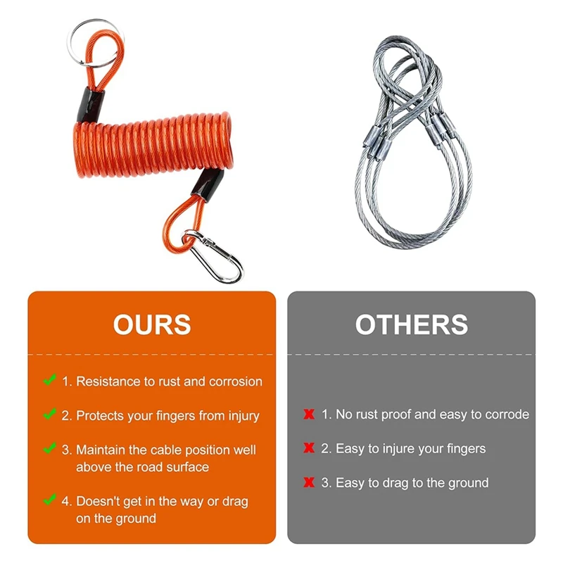 Hot Sale6ft Trailer Brake Away Cable, Trailer Breakaway Safety Cable Spring Towing Coiled Wire For RV Emergency 4Pack