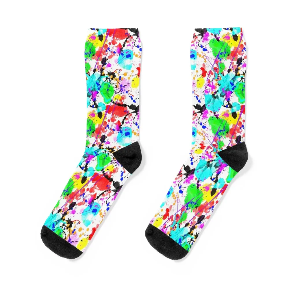 

Watercolor splatter effect, neon colors Socks winter thermal Heating sock funny gift Socks Male Women's