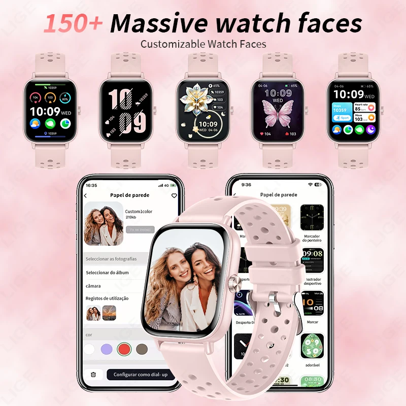 LIGE 2025 New 1.83 Inch Fashion Women Smart Watch Heart Rate Health Monitor Sports Bracelet BT Calling Smartwatch Woman Men+Box