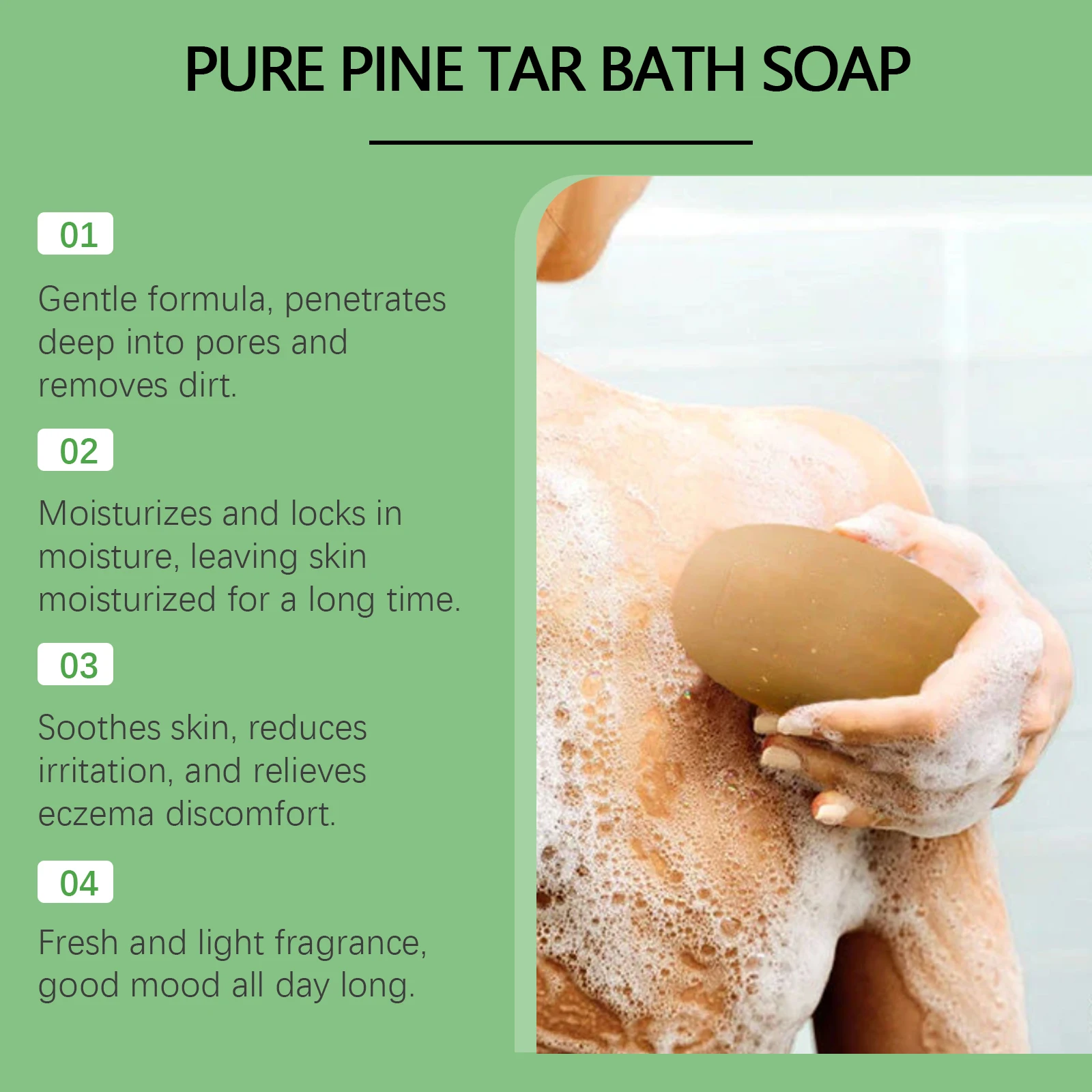 Description Picture 6 of itemOCEAURA Pure Pine Tar Bath Soap Long-term Use Can Significantly Improve Skin Texture Restore Skin's Luster 3.88 oz