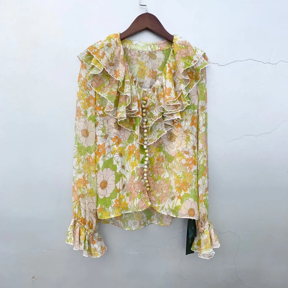 1 미터 65% 뽕나무 실크 35% 코튼 12 momme georgette 패브릭 플로랄 프린트 137cm 54 와이드 야드 JJ007