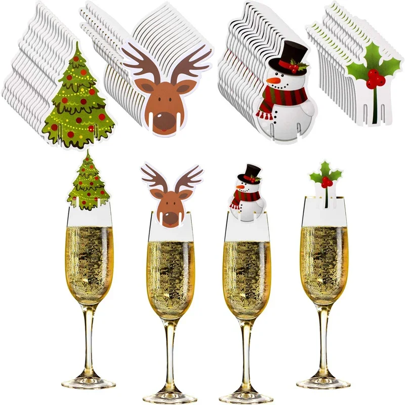 10 Stück Santa Claus Weinglas Dekorationen Tasse Karten Weihnachten Becher Marker Tisch dekoration für Weihnachten Neujahr Party liefert