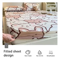 3 pcs Fitted Sheet Set with Pillowcase Child Bedding Set Fitted Bed Sheet and Pillowcase Single Queen Size Double Mattress Cover 1
