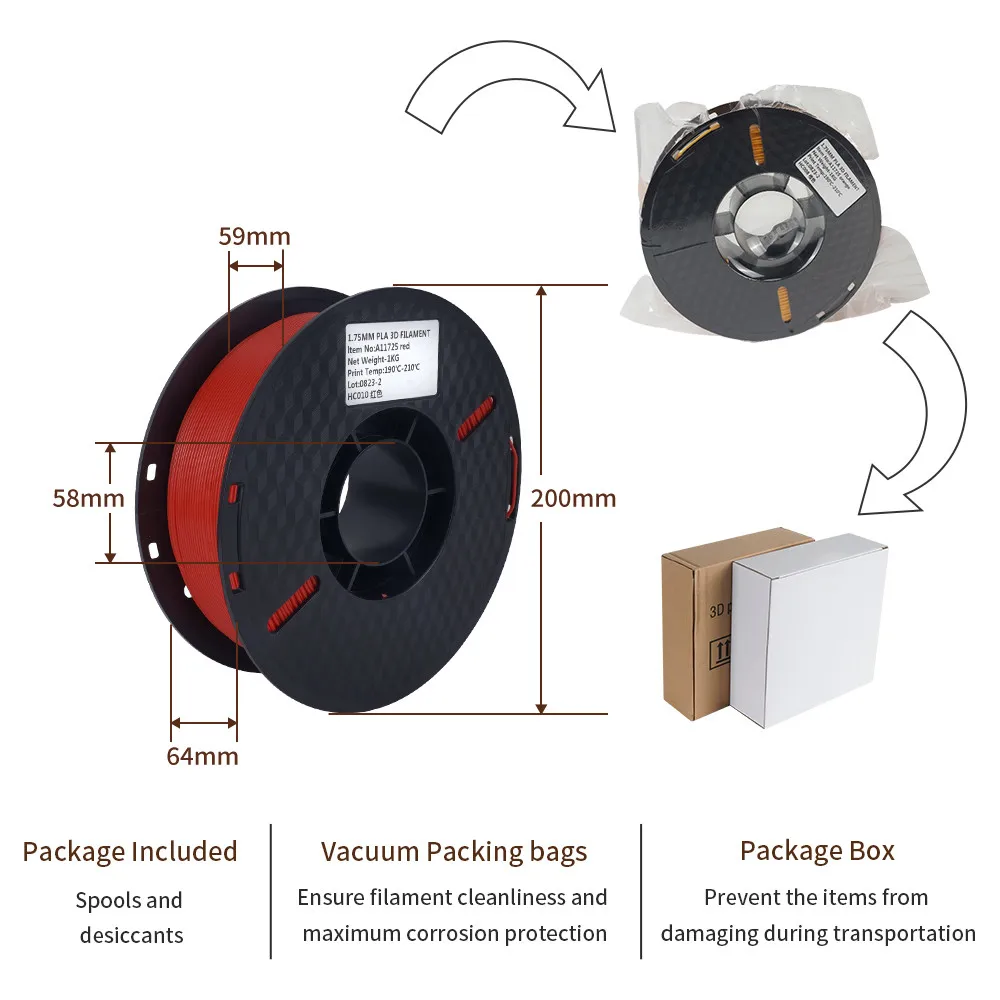Kingroon-pla Petg Filamento para Impressora 3d Material de Impressão 3d Degradável Ecológico Plástico 1kg 1.75 mm 2.2lbs Alta Qualidade - Imagem 4