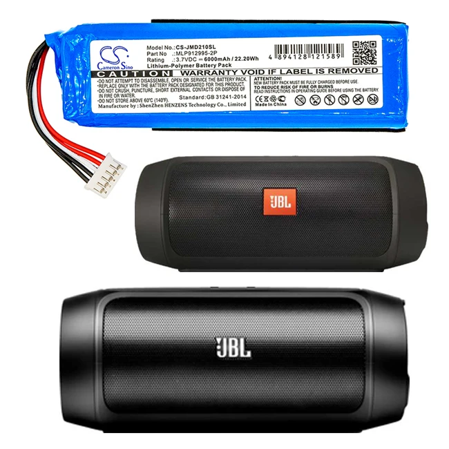 Batteria Di Ricambio Per JBL Charge (1ª Gen, 2013) - 6000mAh 3,7V LiPo - Compatibile AEC982999-2P