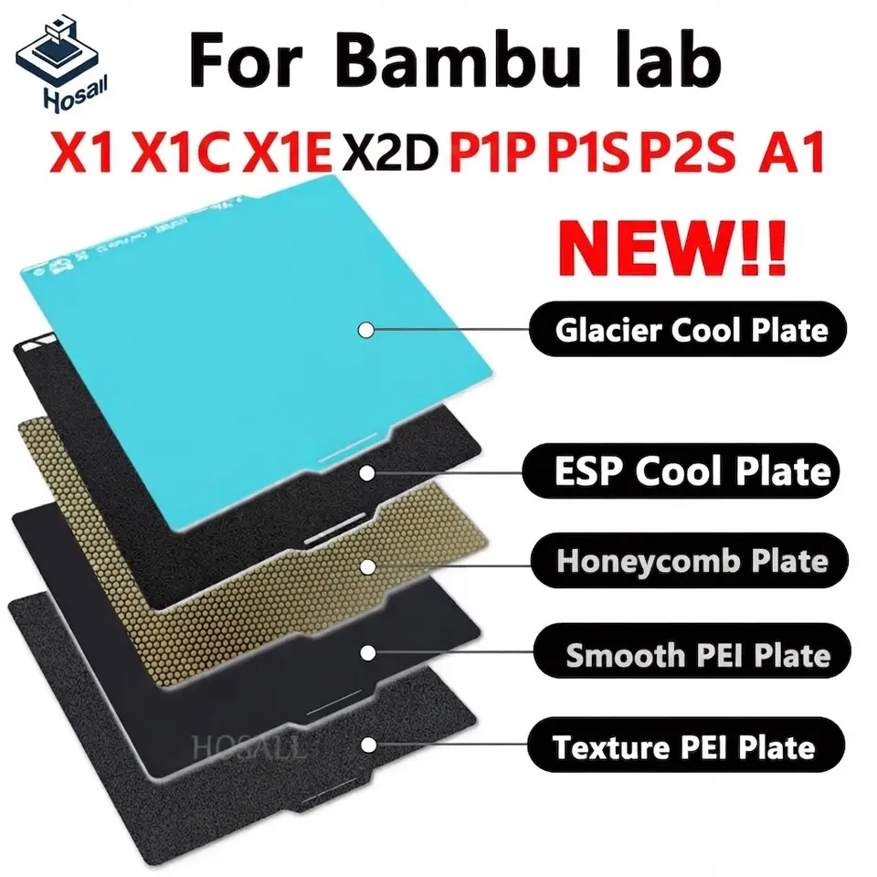 For Bambu Lab P1P P1S A1 X2D X1C P2S Build Plate Super Tack Cool Plate Double Sided Smooth Textured Heatbed 256X256 Build Plat image 1