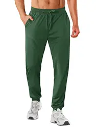 Lightweight Quick-Dry Men's Athletic Joggers with Elastic Waist for Outdoor and Gym Workouts (Army Green)