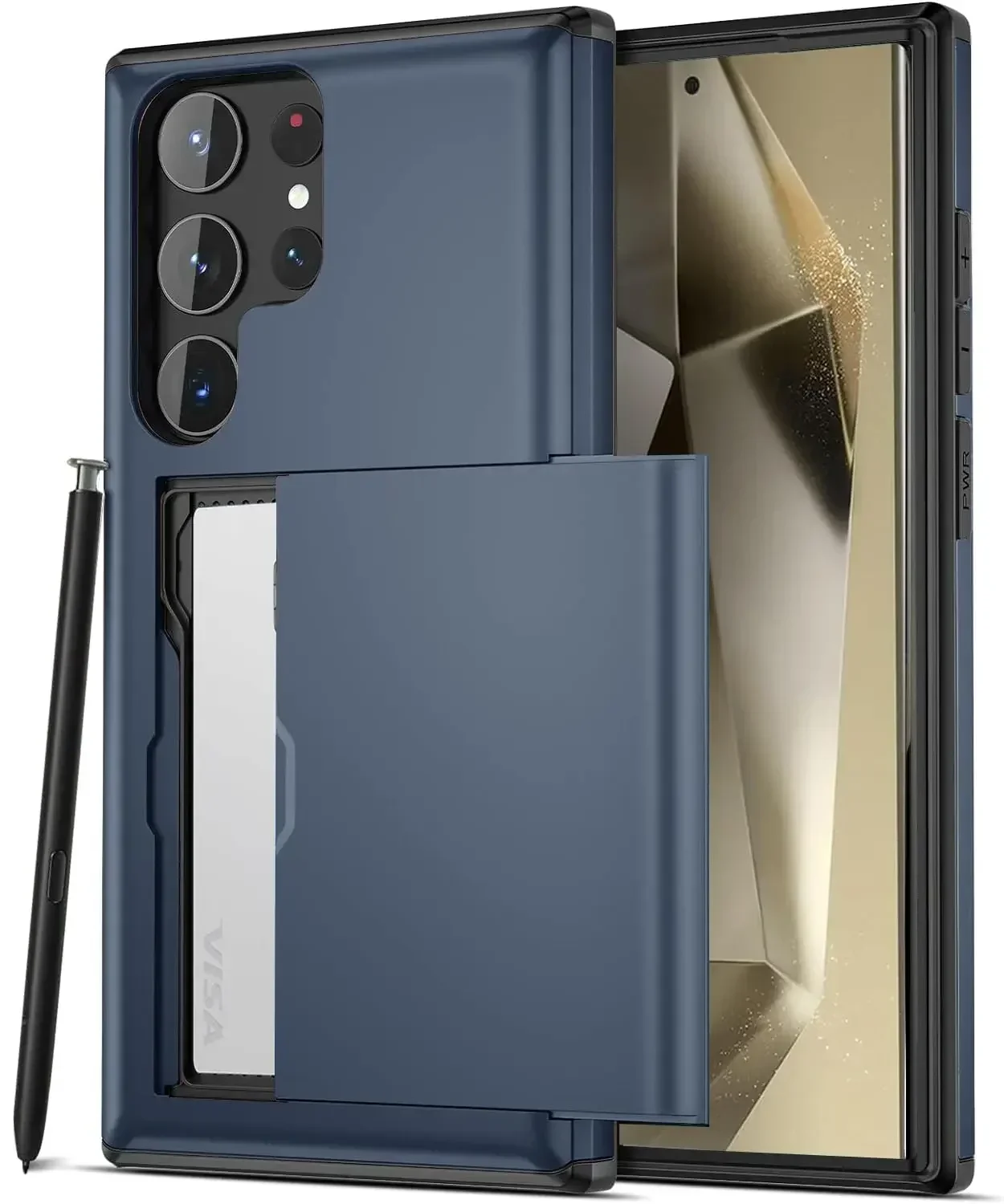 Slim Dual Layer Heavy Duty Phone Case with Hidden Card Slot Wallet Cover