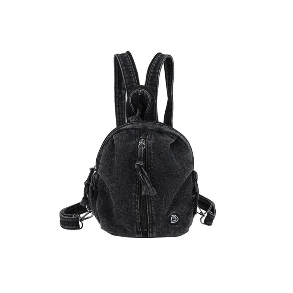 Elegante Zaino in Denim Morbido, Borsa a Tracolla Leggera Vintage Lavata, Mini Borsa da Viaggio Multiuso Versatile per Uso Casual - immagine 3