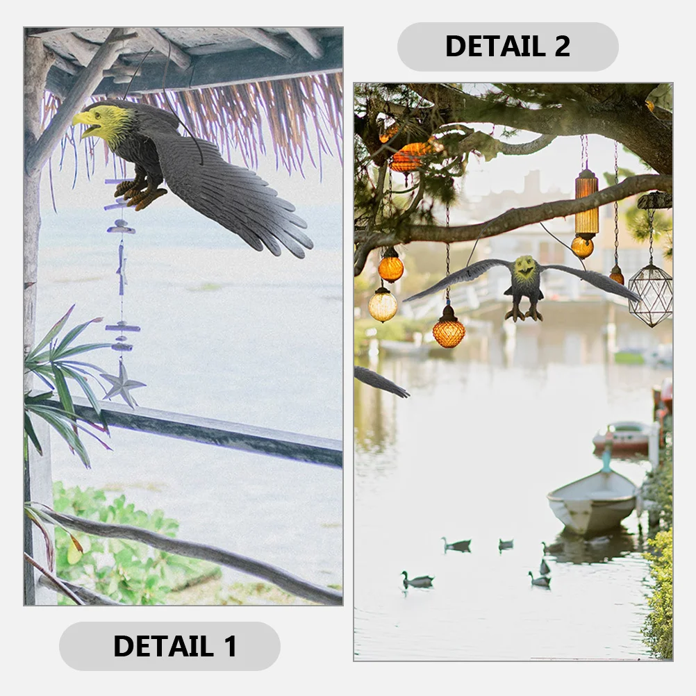 Decoy Lifelike Flying Hawk Decoy Hanging Strings Eagle Shaped Outdoor Decor Fake Cat Bird garden decoration animal ornaments bird repellent decoy