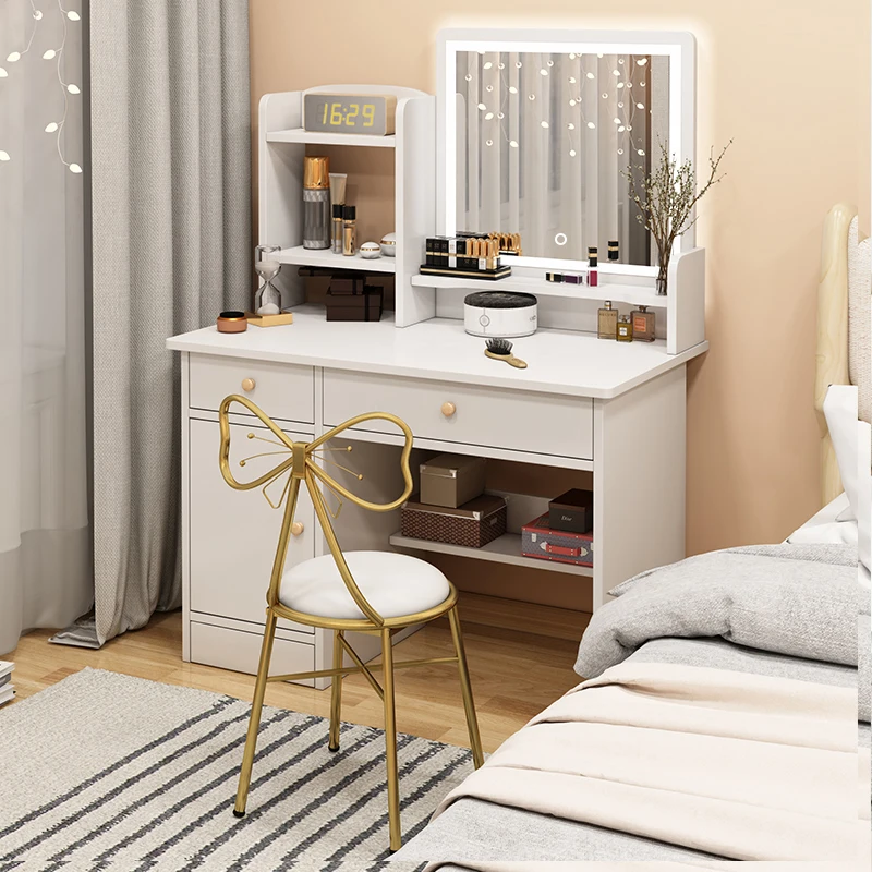 White Bed Table Laptop Computer Desk Storage Study Girl 1 Shaped Organizers Desk  Bedroom Women Rangement Bureau Dressing Room - Computer Desks - AliExpress