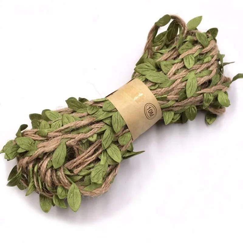 Hemp Rope With Fake Green Leaves Length 10 Meters Hunting Rifle Wrap Twine Camouflage Tree Stand Blind Cover