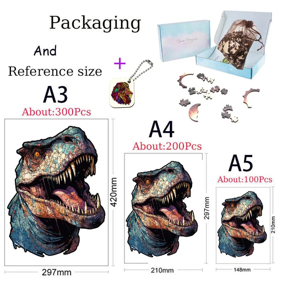 Horrible Dinosaur Wooden Animal Puzzle Party Games Holiday Educational Gift for Kids Intelligent Wood Jigsaws Toys