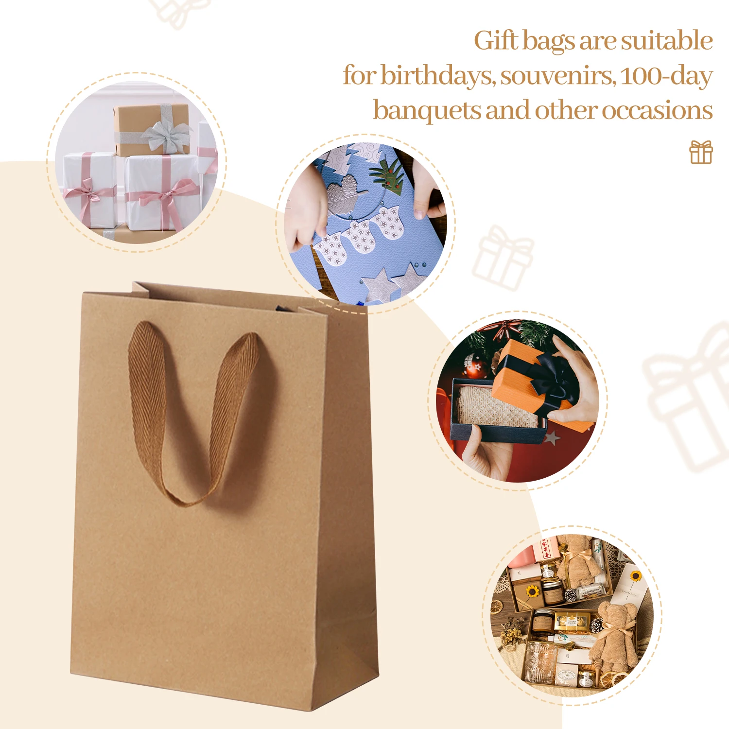 20pcs 미니 크래프트 종이 선물 가방, 크리스마스, 할로윈, 다시 학교, 파티, 생일 선물, 기념일, 두꺼운 의류 가방