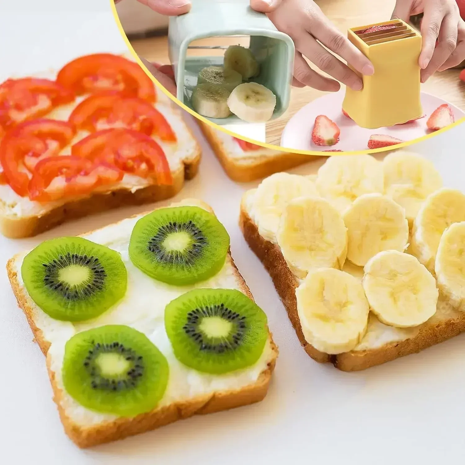 Fruit Cup Slicers Strawberry Banana Cutter Multifunctional Stainless Steel Fruits Press Cutting Tool Manual Kitchen Gadgets