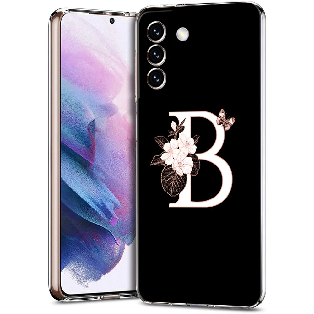 Blumen Anfangs buchstaben Fall für Samsung S24 S23 S22 S20 S21 Fe Ultra S24 S23 S10 S10E S9 S8 plus 5g transparente Telefon Shell Tasche – Detail 6