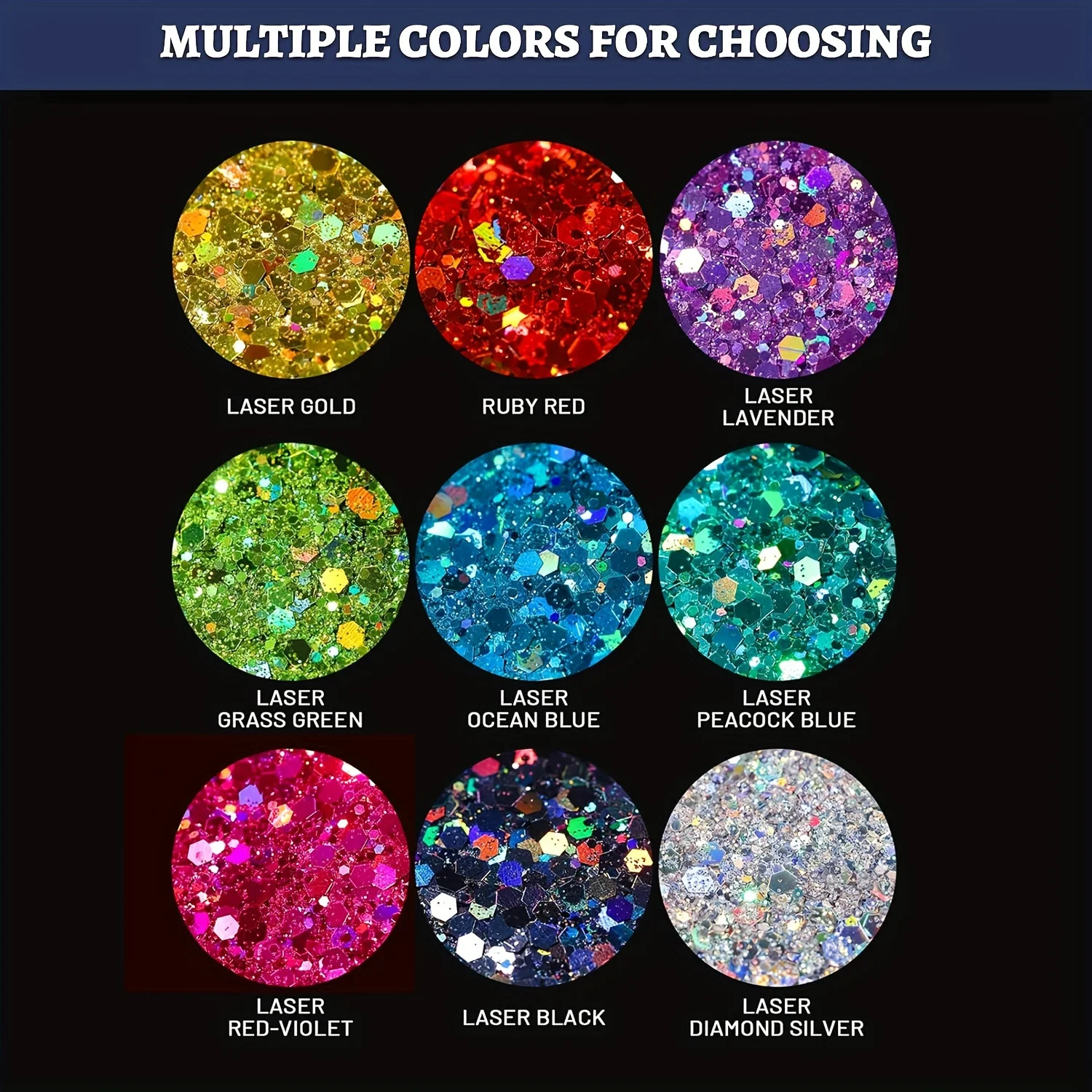 Glitter Sequins 50g Mixed Size Laser Sparkle Flakes for DIY Nail Hair Skin Music Festival