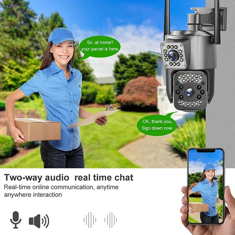4G Dual-Lens Camera 8MP 4K Sim Card Camera Outdoor PTZ IP Cameras Night Vision Protection Wireless CCTV Net Video Surveillance 5