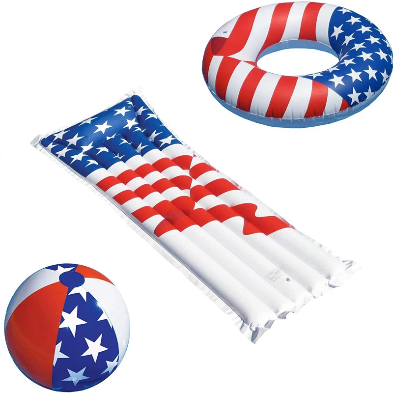 3PCS/Set Swimline Patriotic American Flag Series Inflatable Swimming  Float 75