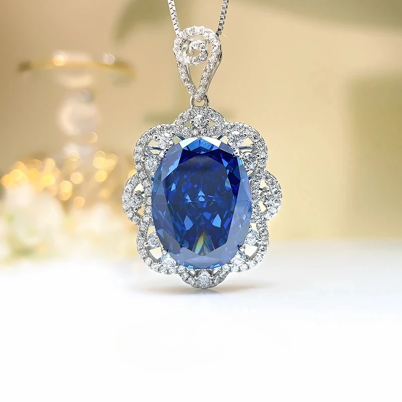 Роскошное-женское-ожерелье-из-серебра-925-пробы-с-синей-искусственной-кожей