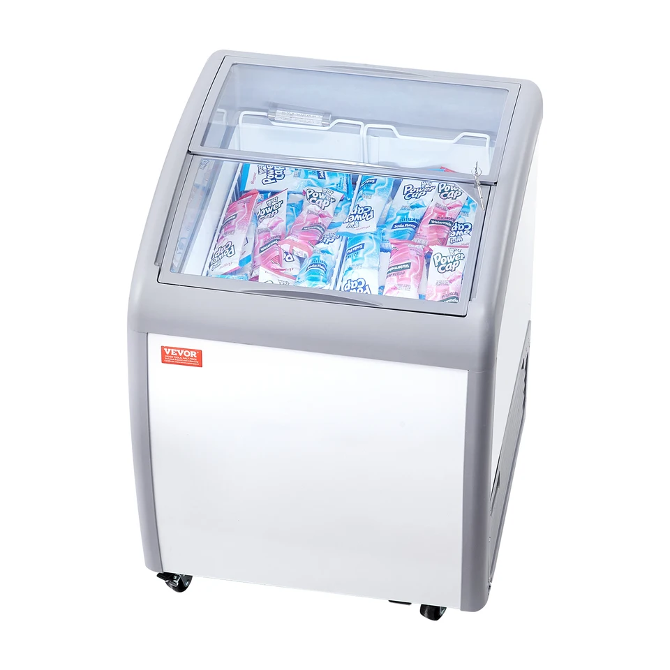 Commercial Ice Cream Display Case with Glass Top