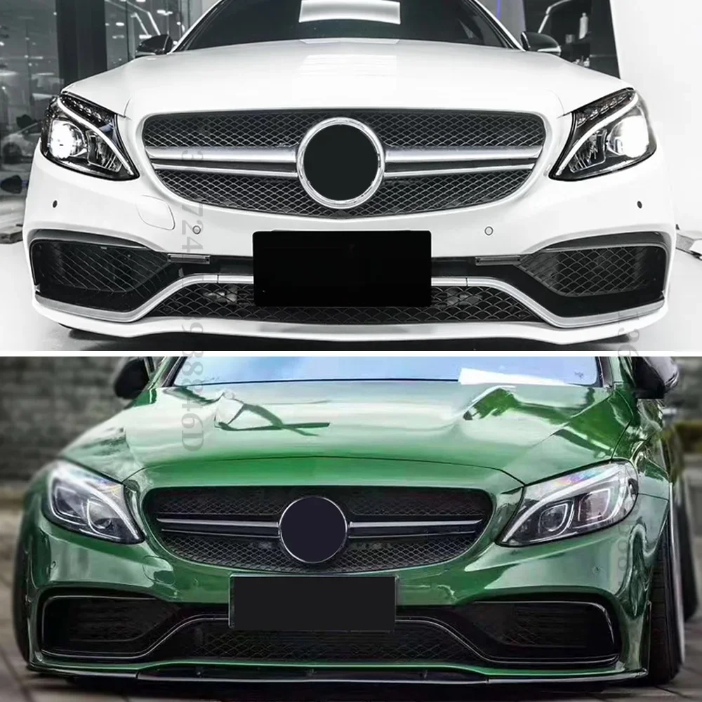 메르세데스 C-클래스 W205 S205 C205 2014-2021 GT 다이아몬드 메쉬 프론트 범퍼 그릴 AMG 스타일 맞춤형 자동차 외부 액세서리