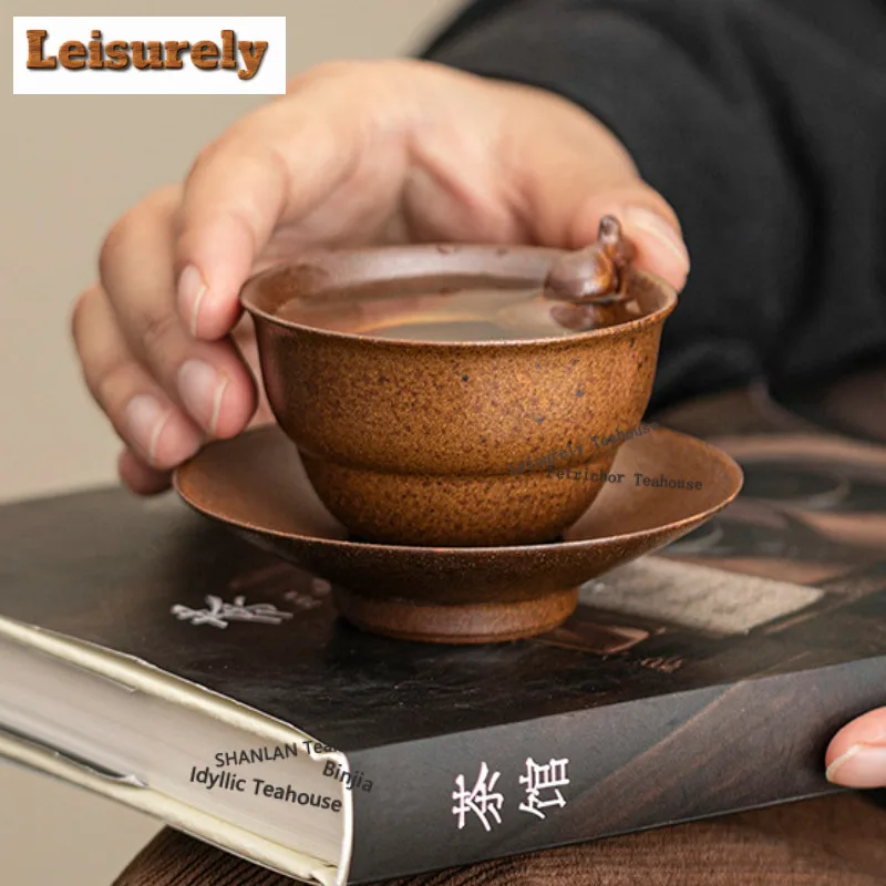 Sauce Glaze Gourd Teacup Zen Tea Bowl Single Cups Tea-tasting Meditation Cup Chazhan Master Cups Chinese Tea Set Ornaments Gift