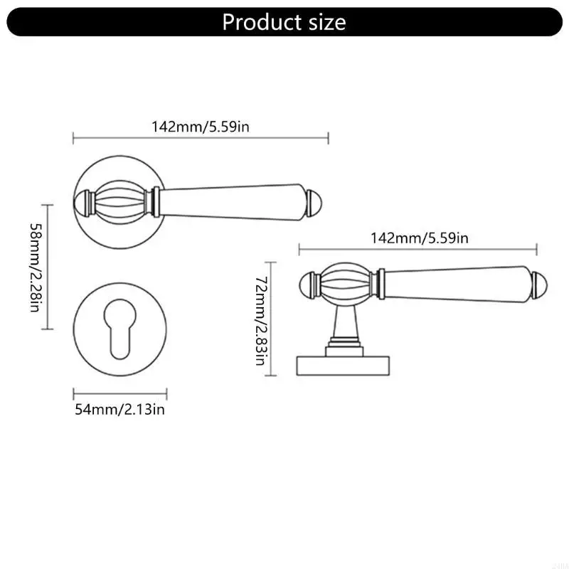 24BA 1 Set Zinc Alloy Door Handle Lock Modern Door Handles homes Security Lock set for homes Renovations & Security