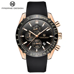 PAGRNE DESIGN Men's Quartz Watch Sports Alloy 30M Waterproof Automatic Chronometer PG5140 Fashion Clock Reloj Hombre