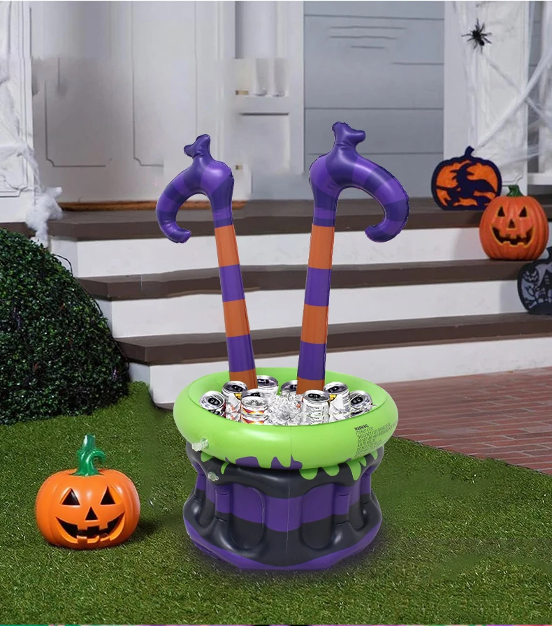 Aufblasbare Hexenbeine-Kühlbox, Aufblasbarer Hexentopf-Eiskübel für Grusel-Partys, Halloween-Dekorationszubehör – Detail 3