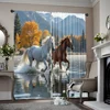 2pcs, spring summer Curtains Two Horses Semi-Sheer Curtains Versatile Polyester Fabric Decorations Perfect for Bedroom, Office, 1