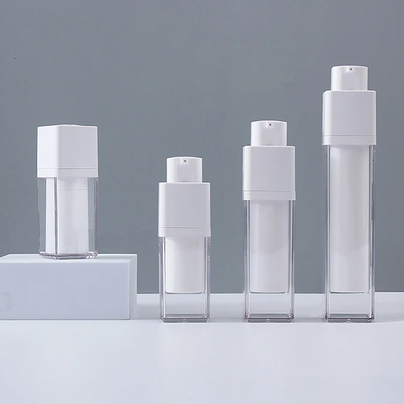 에어리스 펌프 회전 화장품 용기, 프로스트 이중층 두꺼운 사각형 로션, 빈 에어리스 병, 1 개, 15ml, 30ml, 50ml
