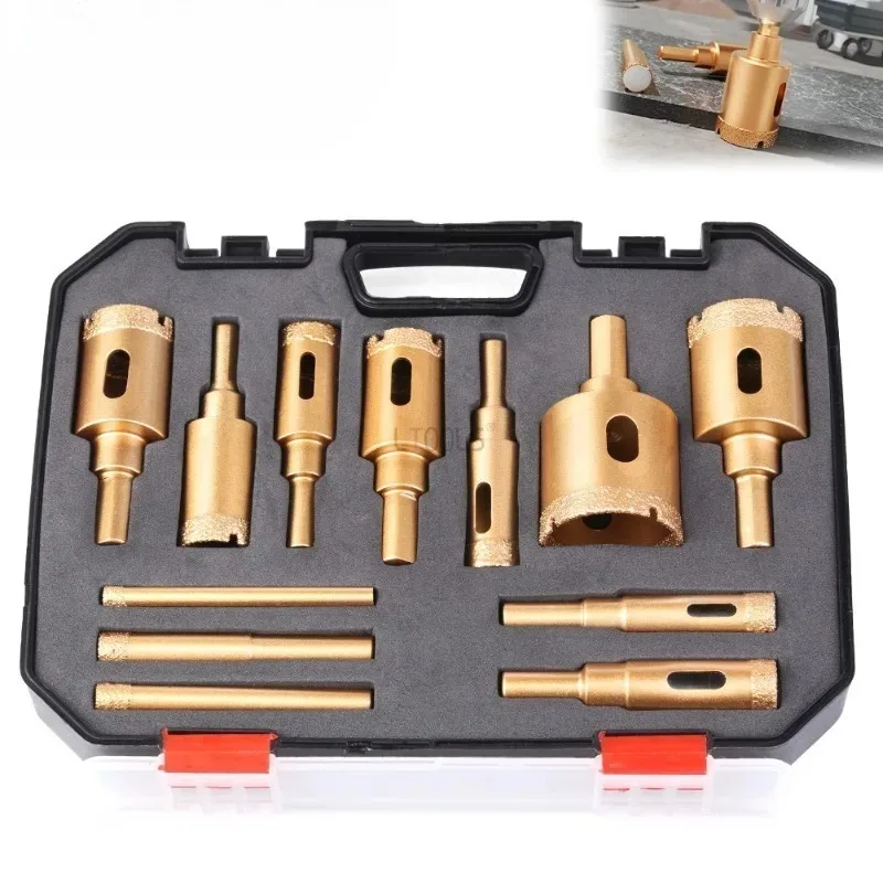 

12Pcs 6-35mm Hole Saw Drill Kit Tools M10 Diamond Coated Drill Bits Set Hand Tools for Glass Marble Granite Stone Tile Ceramic