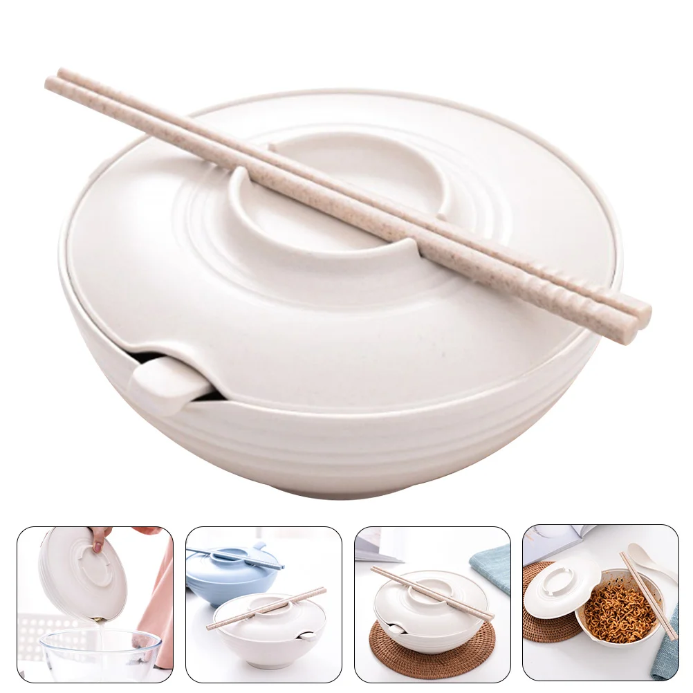 

Ramen Bowl Japanese Noodle Bowl Instant Noddles Bowl with Chopstick and Spoon Dorm Room Student Office Fast Food Tableware
