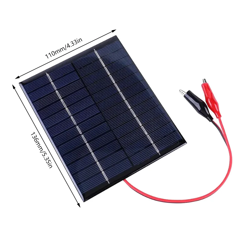 Panel Solar impermeable para exteriores, cargador de células solares de polisilicio epoxi, herramienta de carga de batería de 9-12V, 5W, 12V, 136x110MM